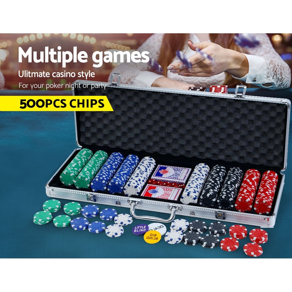 Poker Chip Set 500PC Chips TEXAS HOLD’EM Casino Gambling Dice Cards